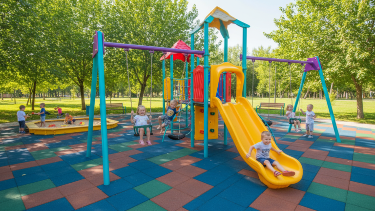 تصميم وتركيب ملاعب الأطفال لتعزيز النشاط البدني والاجتماعي