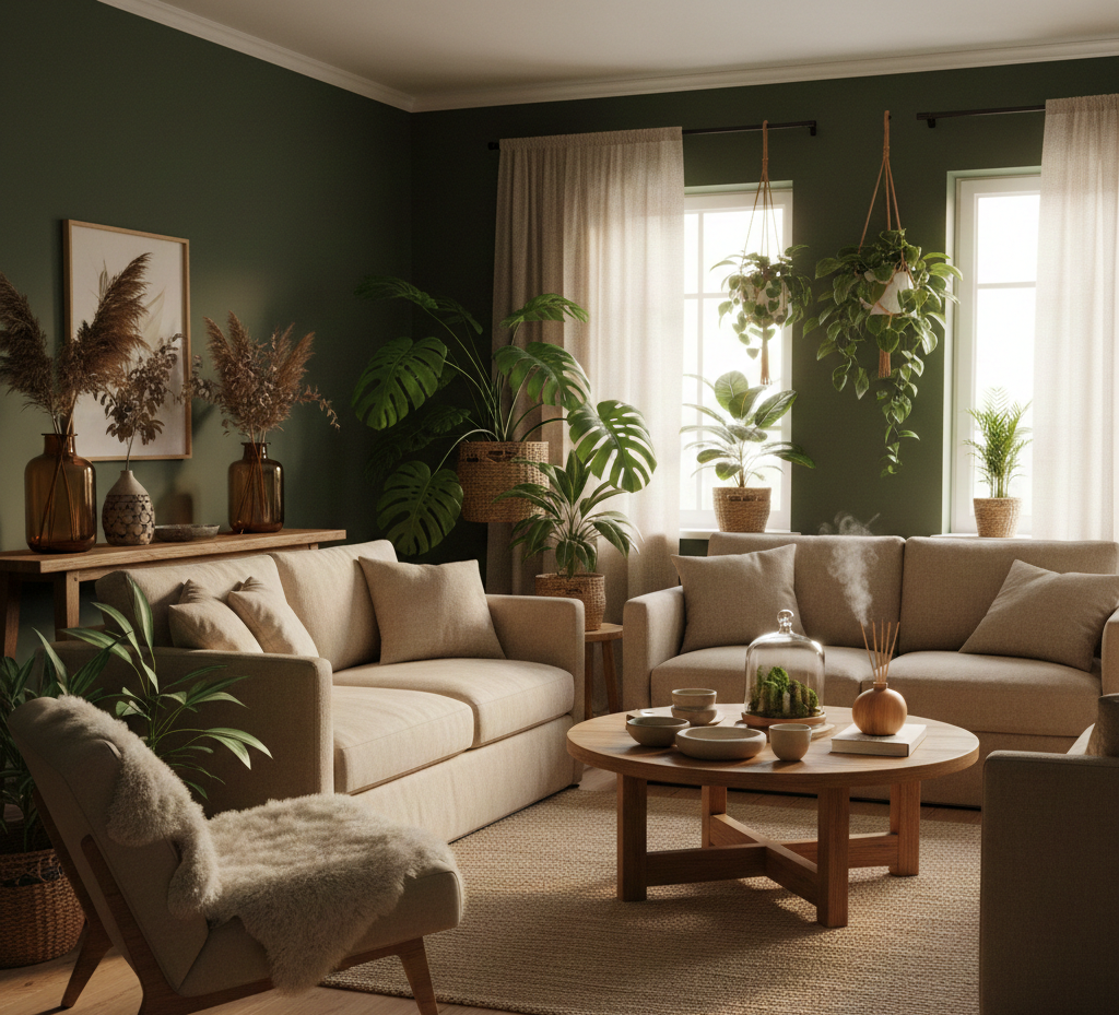 تزيين المنزل بالنباتات الصناعية
